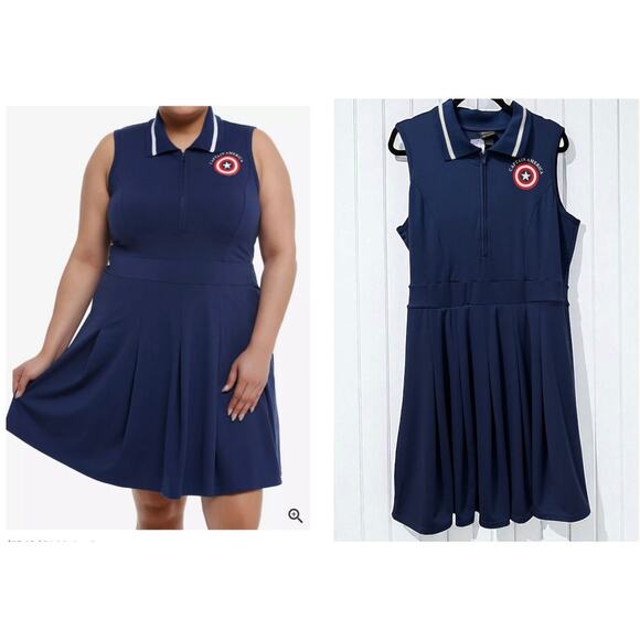 Her Universe Marvel Comics Plus Size 1 Captain America Dress w/Skort Shorts New - Picture 1 of 4